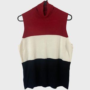 Hillard & Hanson Sleeveless Turtleneck Sweater Women's Large Striped Colorblock